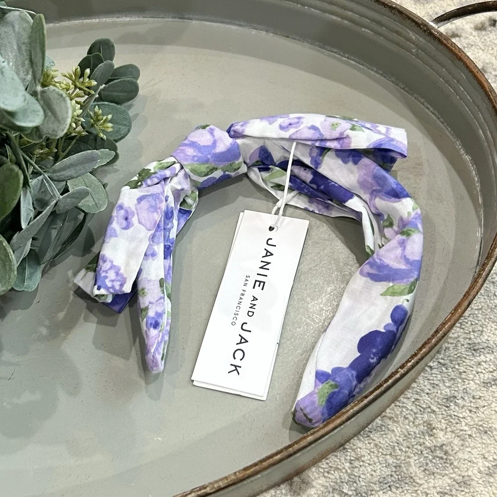 Janie And Jack Viola Floral Purple/White Bow Headband‎ NWT